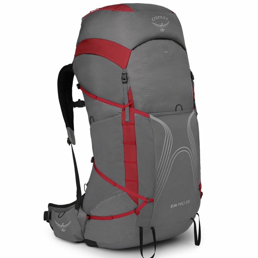 Backpacks * | Osprey Eja Pro 55 Women'S Dale Grey / Poinsettia Red